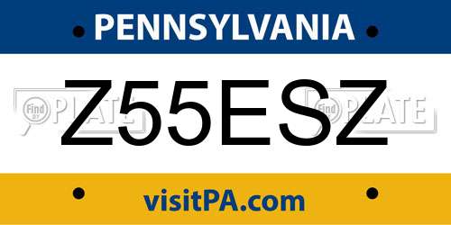 Z55ESZ Pennsylvania License Plate