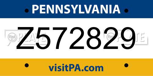 Z572829 Pennsylvania License Plate