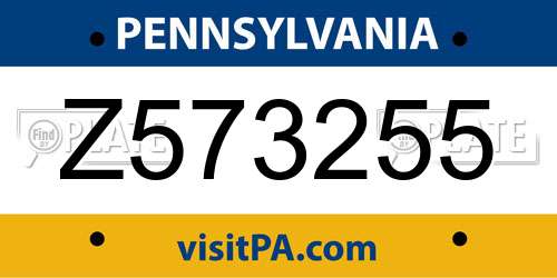 Z573255 Pennsylvania License Plate