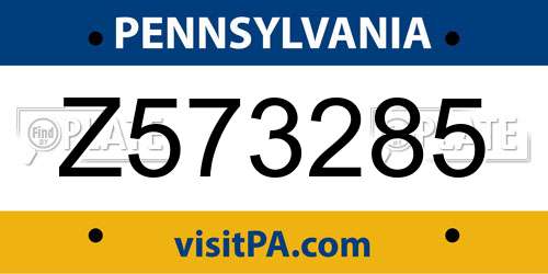 Z573285 Pennsylvania License Plate