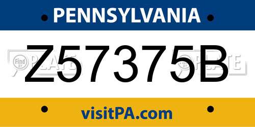 Z57375B Pennsylvania License Plate