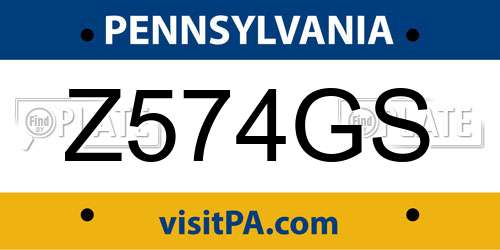 Z574GS Pennsylvania License Plate