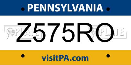 Z575RO Pennsylvania License Plate