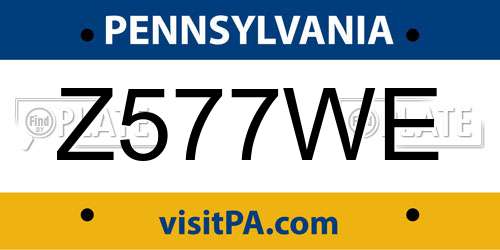 Z577WE Pennsylvania License Plate