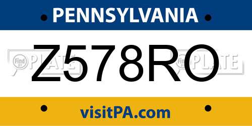 Z578RO Pennsylvania License Plate