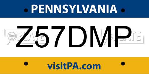 Z57DMP Pennsylvania License Plate