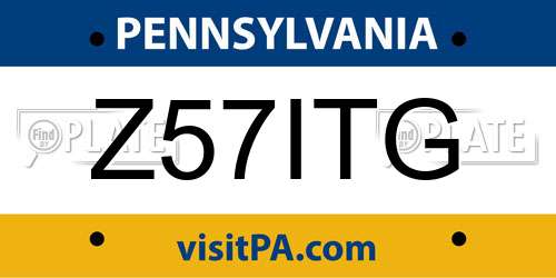 Z57ITG Pennsylvania License Plate