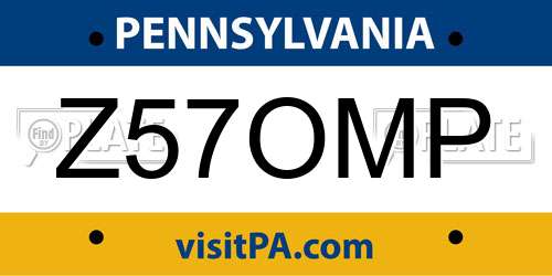Z57OMP Pennsylvania License Plate