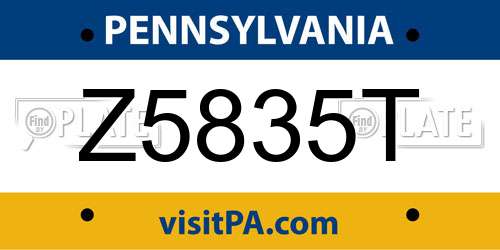 Z5835T Pennsylvania License Plate