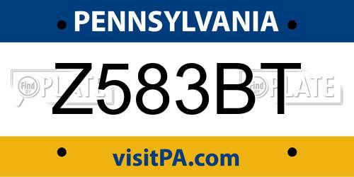 Z583BT Pennsylvania License Plate
