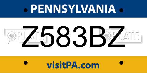 Z583BZ Pennsylvania License Plate