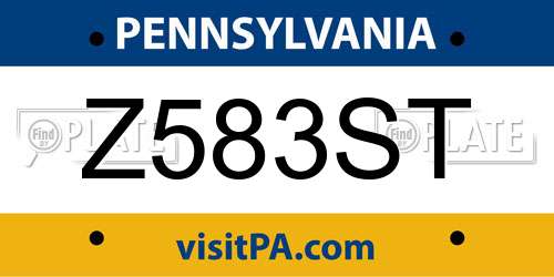 Z583ST Pennsylvania License Plate