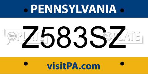Z583SZ Pennsylvania License Plate