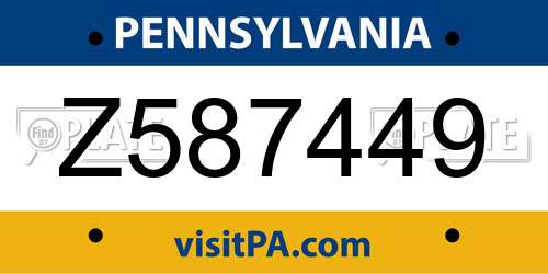 Z587449 Pennsylvania License Plate