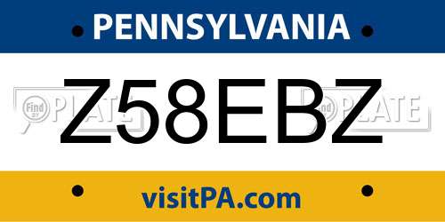 Z58EBZ Pennsylvania License Plate