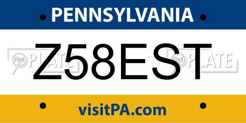 Z58EST Pennsylvania License Plate