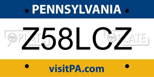 Z58LCZ Pennsylvania License Plate
