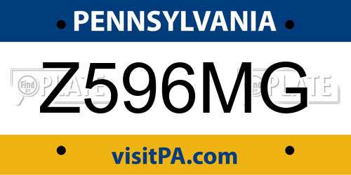 Z596MG Pennsylvania License Plate