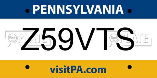 Z59VTS Pennsylvania License Plate
