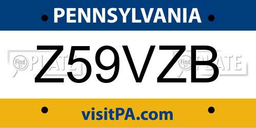 Z59VZB Pennsylvania License Plate