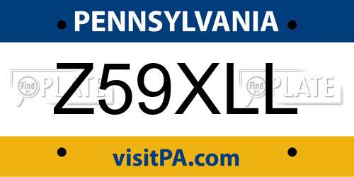 Z59XLL Pennsylvania License Plate