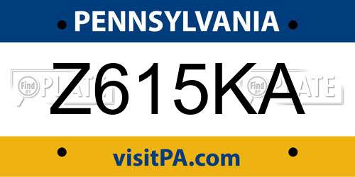 Z615KA Pennsylvania License Plate