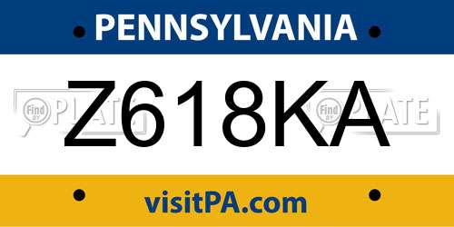 Z618KA Pennsylvania License Plate
