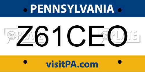 Z61CEO Pennsylvania License Plate