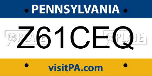 Z61CEQ Pennsylvania License Plate
