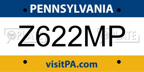 Z622MP Pennsylvania License Plate