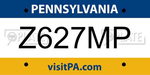 Z627MP Pennsylvania License Plate