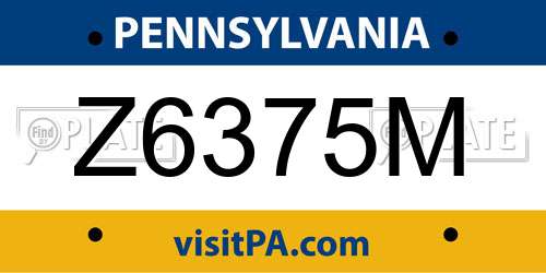 Z6375M Pennsylvania License Plate