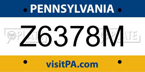 Z6378M Pennsylvania License Plate