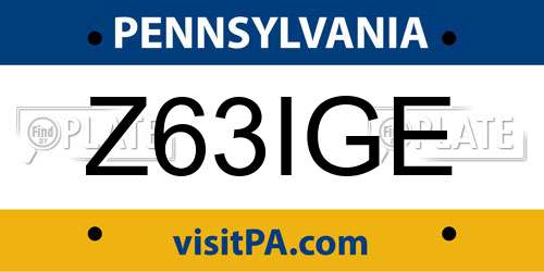 Z63IGE Pennsylvania License Plate