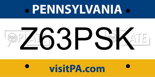 Z63PSK Pennsylvania License Plate