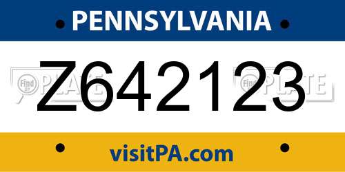 Z642123 Pennsylvania License Plate