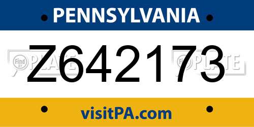 Z642173 Pennsylvania License Plate
