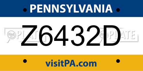 Z6432D Pennsylvania License Plate