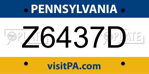 Z6437D Pennsylvania License Plate