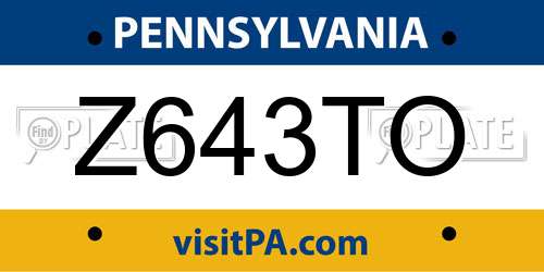 Z643TO Pennsylvania License Plate