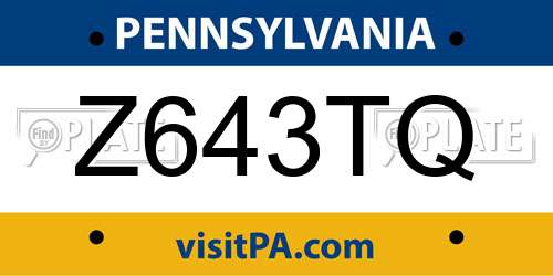 Z643TQ Pennsylvania License Plate