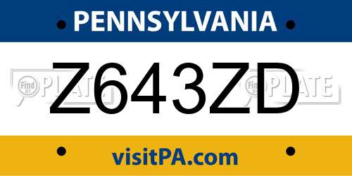 Z643ZD Pennsylvania License Plate