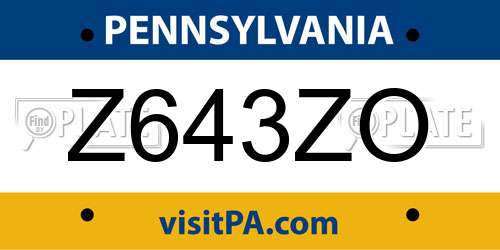 Z643ZO Pennsylvania License Plate