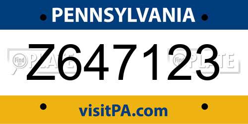 Z647123 Pennsylvania License Plate