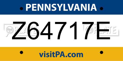 Z64717E Pennsylvania License Plate
