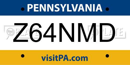 Z64NMD Pennsylvania License Plate