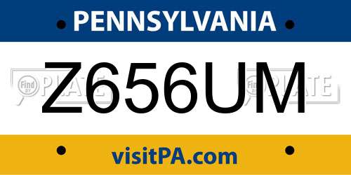 Z656UM Pennsylvania License Plate
