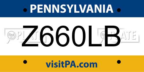Z660LB Pennsylvania License Plate