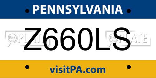 Z660LS Pennsylvania License Plate