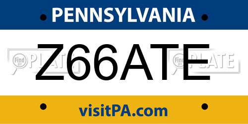 Z66ATE Pennsylvania License Plate